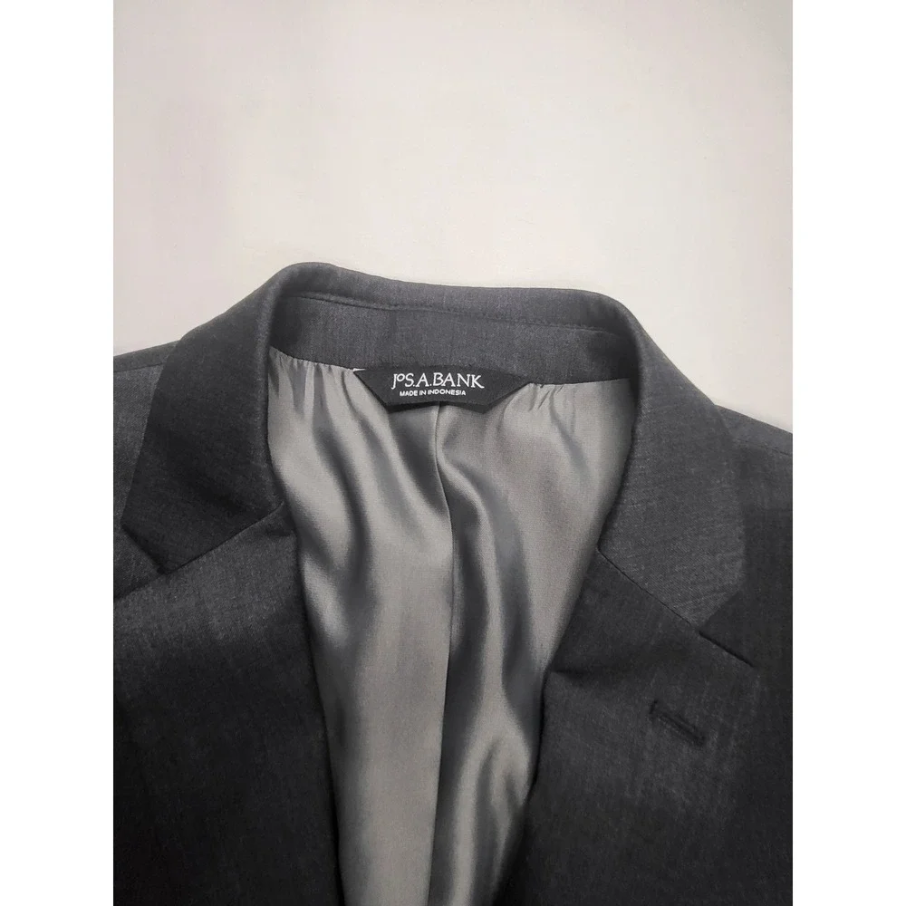 Jos. A. Bank 44 Short/38 Waist Mens 2 Piece Suit Charcoal Gray Blazer Pants Set